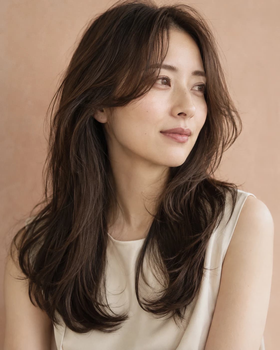 レイヤーヘアの雰囲気を表現したAIイメージ